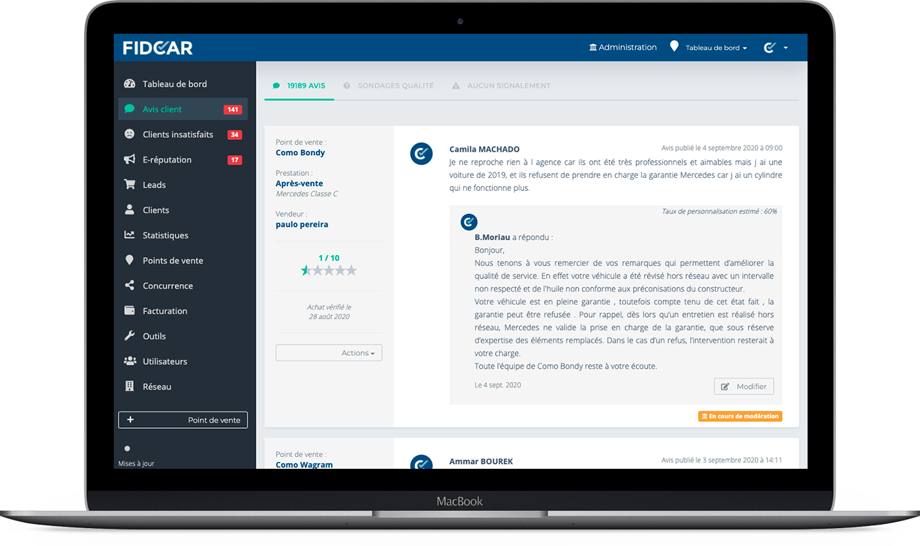 Fidcar Certified - Réponses automatiques